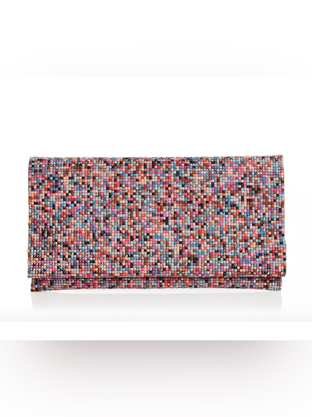 Sondra Roberts Multicolor Beaded Foldover Clutch Chain Strap Y2K holiday
